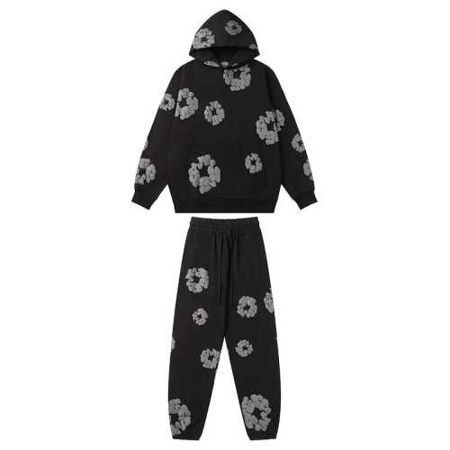 EM Sneakers QC | Denim Tears Hoodie & Sweatpant Sets Cotton Wreath Royal Black Monochrome