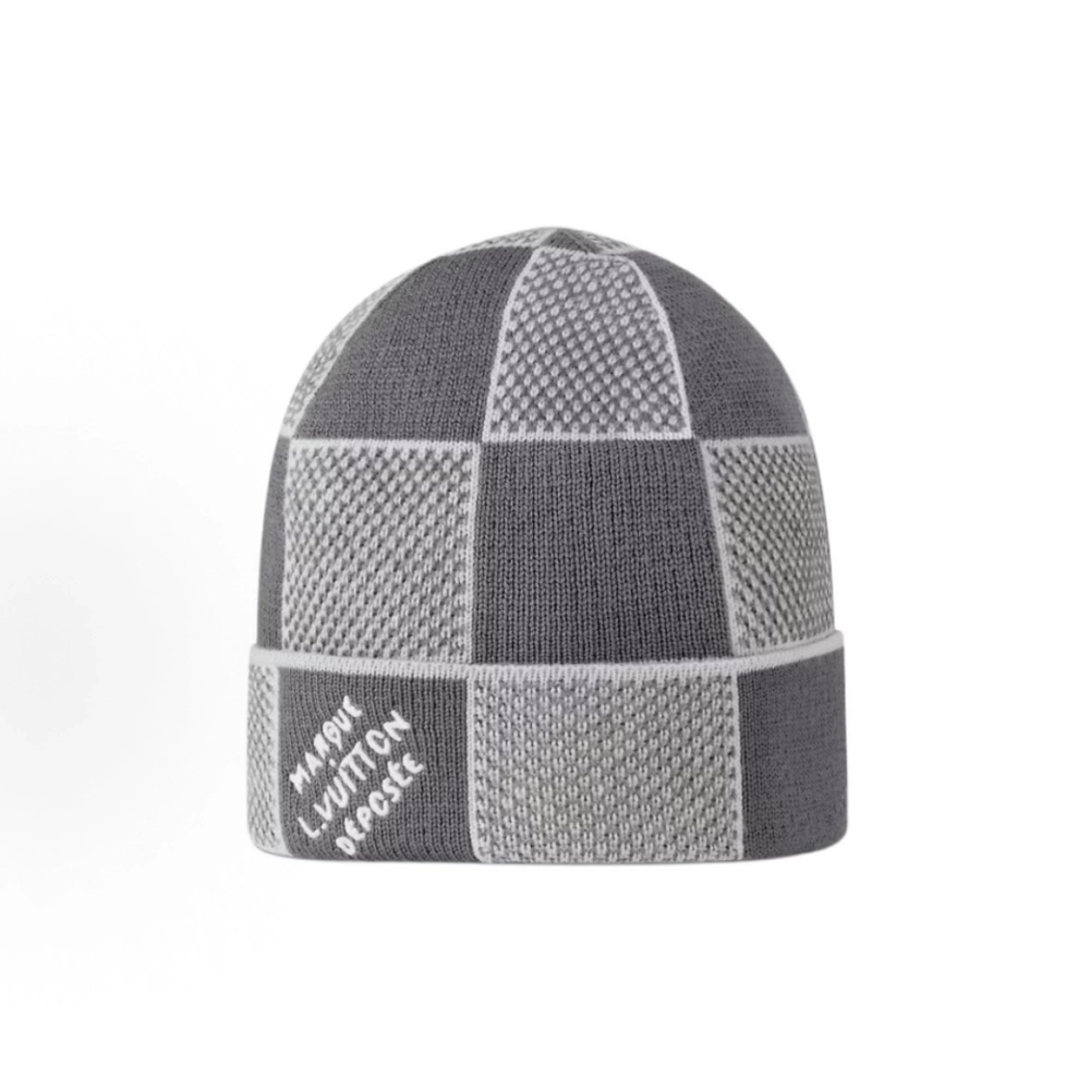 EM Sneakers QC | Louis Vuitton LV Damier Heritage Beanie Dark Grey