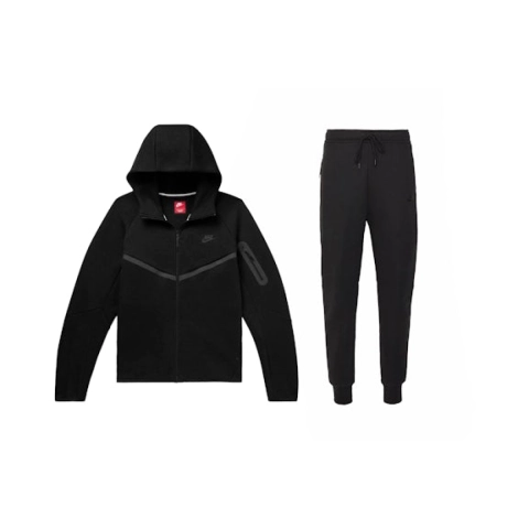 EM Sneakers QC | Nike Sportswear Tech Fleece Windrunner Full Zip Hoodie & Jogger Set (FW24) Black/Black