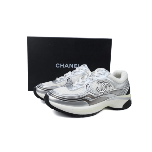 EM Sneakers QC | Chanel Low Top Trainer Silver Black