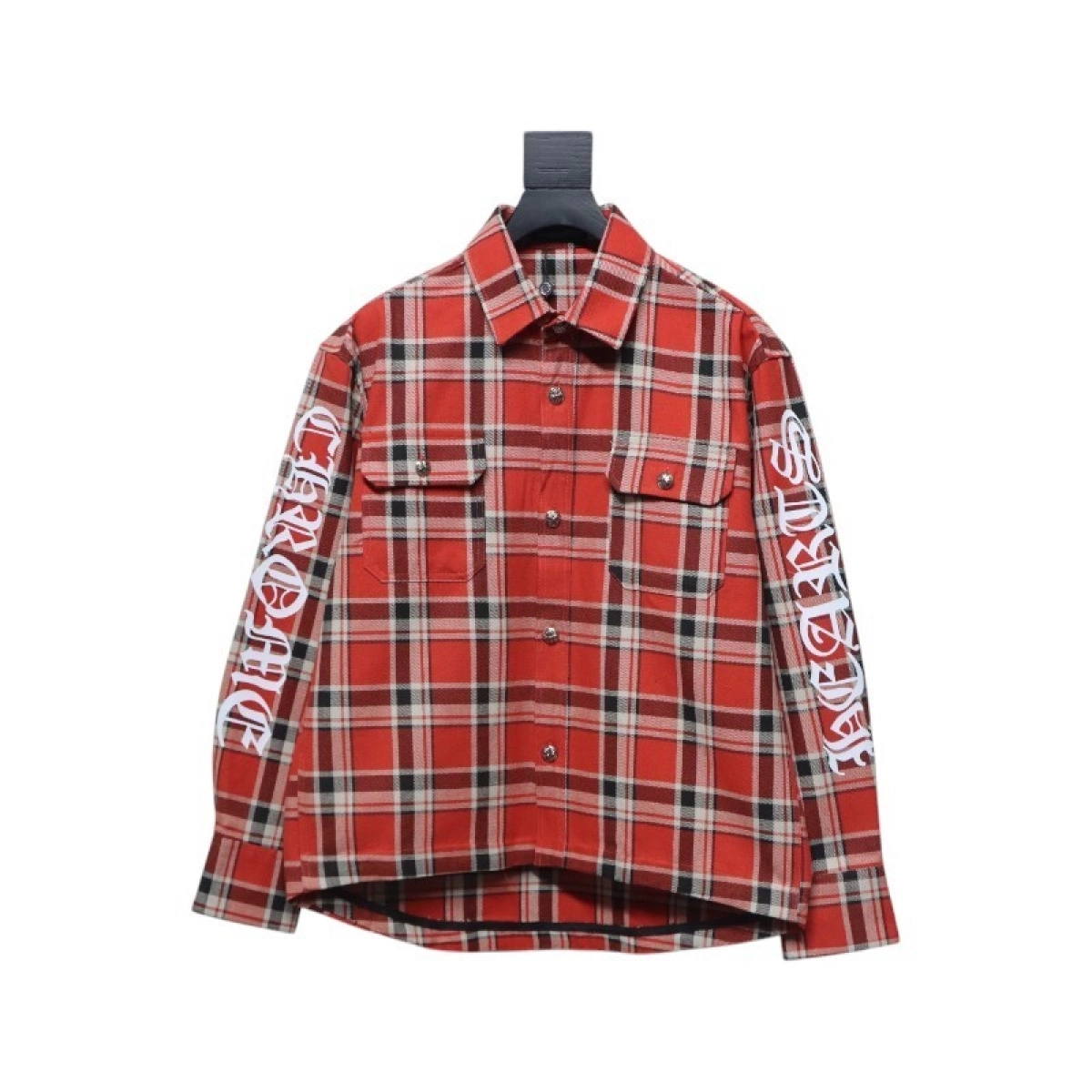 EM Sneakers QC | Chrome Hearts Red & White Floral Padded Flannel Jacket