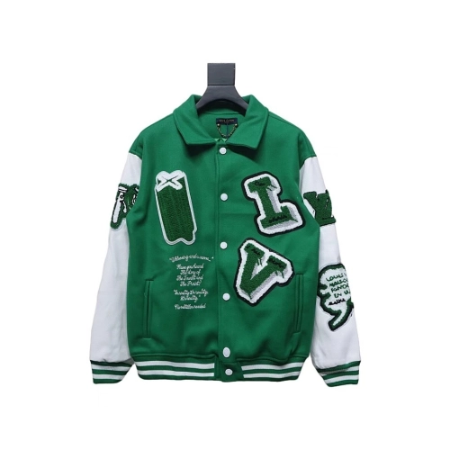 EM Sneakers QC | Louis Vuitton Varsity Leather Jacket Green