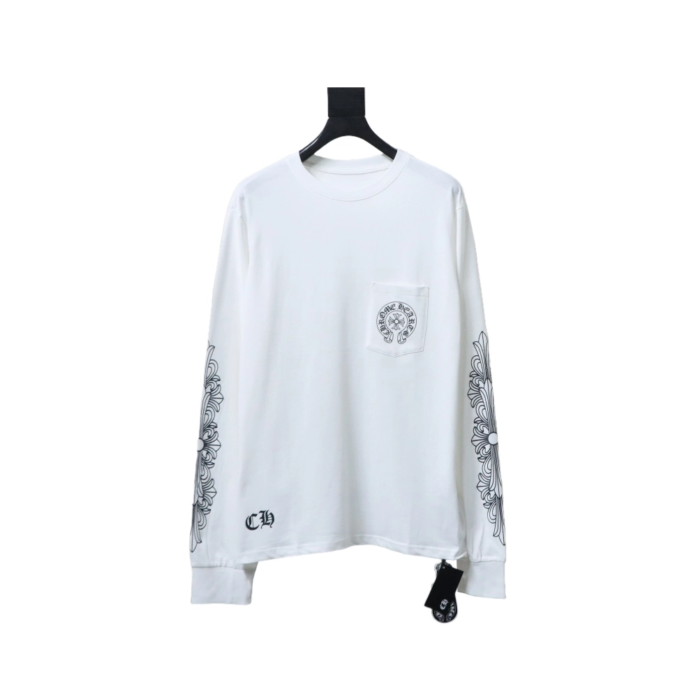 EM Sneakers QC | Chrome Hearts 25FW Front and Back Horseshoe Print Long Sleeves White