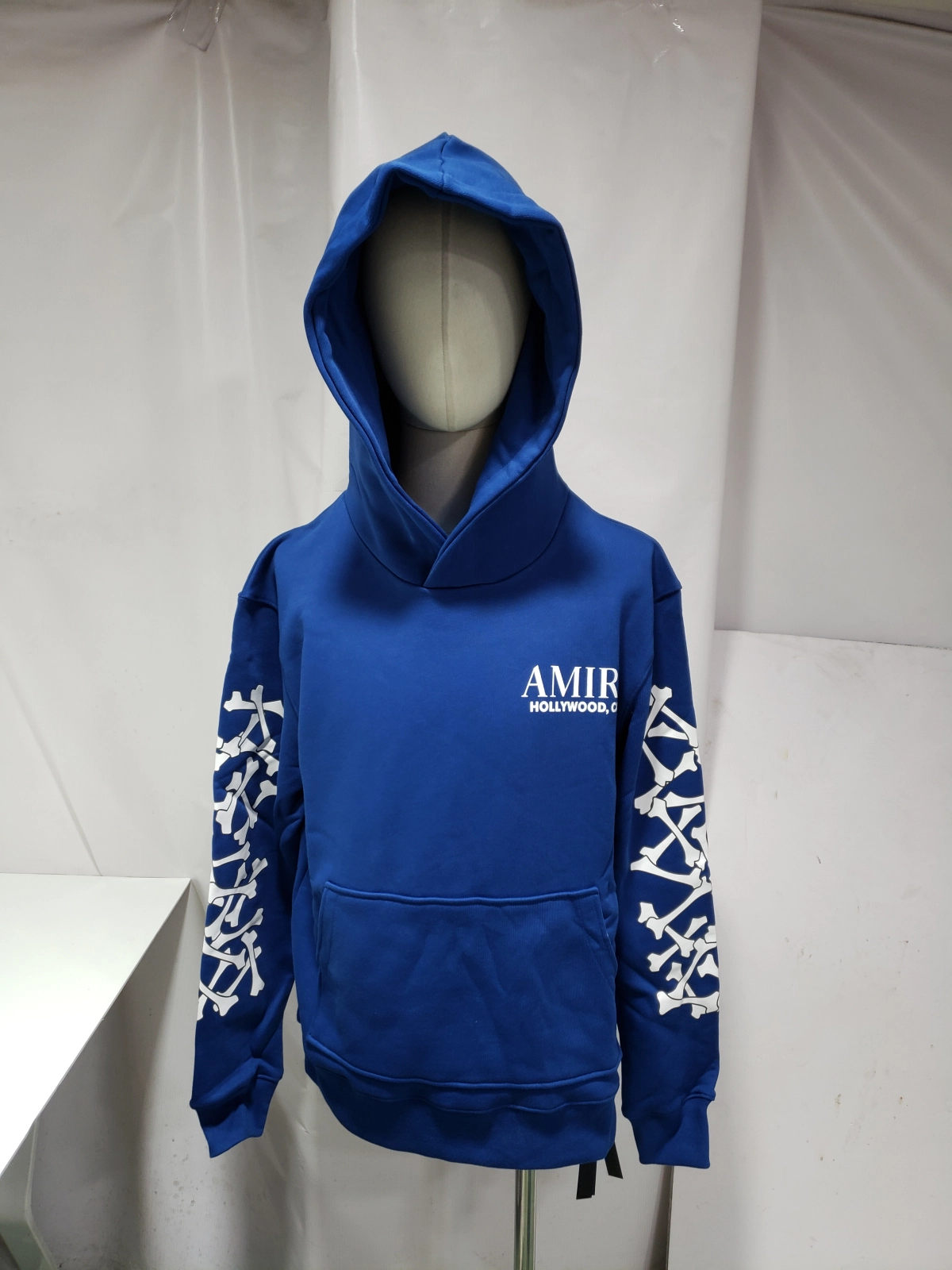 EM Sneakers QC | Amiri FW24 Logo-embossed Jersey Textured Hoodie Dark Blue