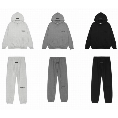 Fear of God × Essentials Hoodie & Sweatpant Set -3519 Light Gray/Black/Dark Gray