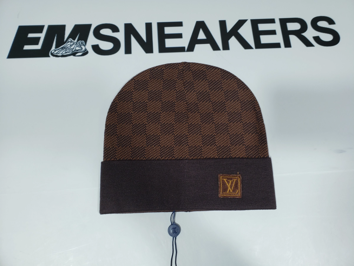 EM Sneakers QC | Louis Vuitton Damier Check Pattern Beanie Brown