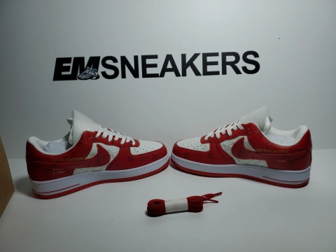 EM Sneakers QC | Louis Vuitton x Nike Air Force 1 White Red
