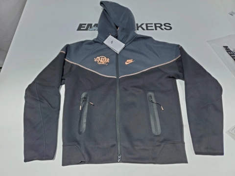 EM Sneakers QC | Nike Sportswear x Central Cee Syna World Tech Fleece Hoodie & Joggers Set Black/Metallic Red Bronze