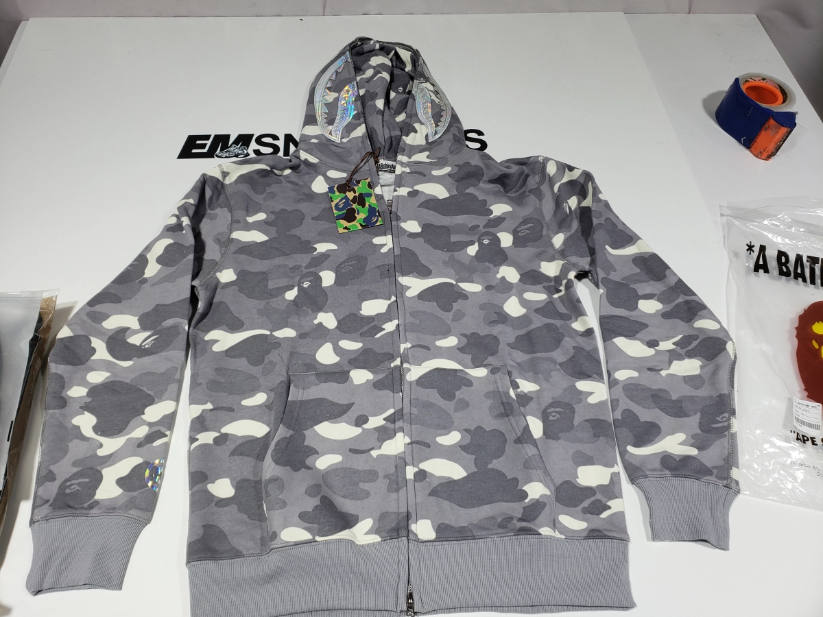 EM Sneakers QC |  BAPE City Camo Shark Full Zip Hoodie Gray