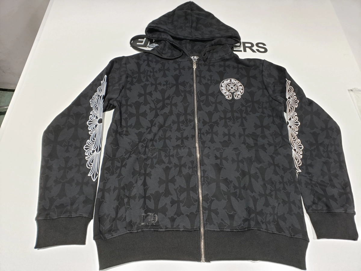 EM Sneakers QC | Chrome Hearts Cross Flower Arm Zipper Hoodie 24SS Black