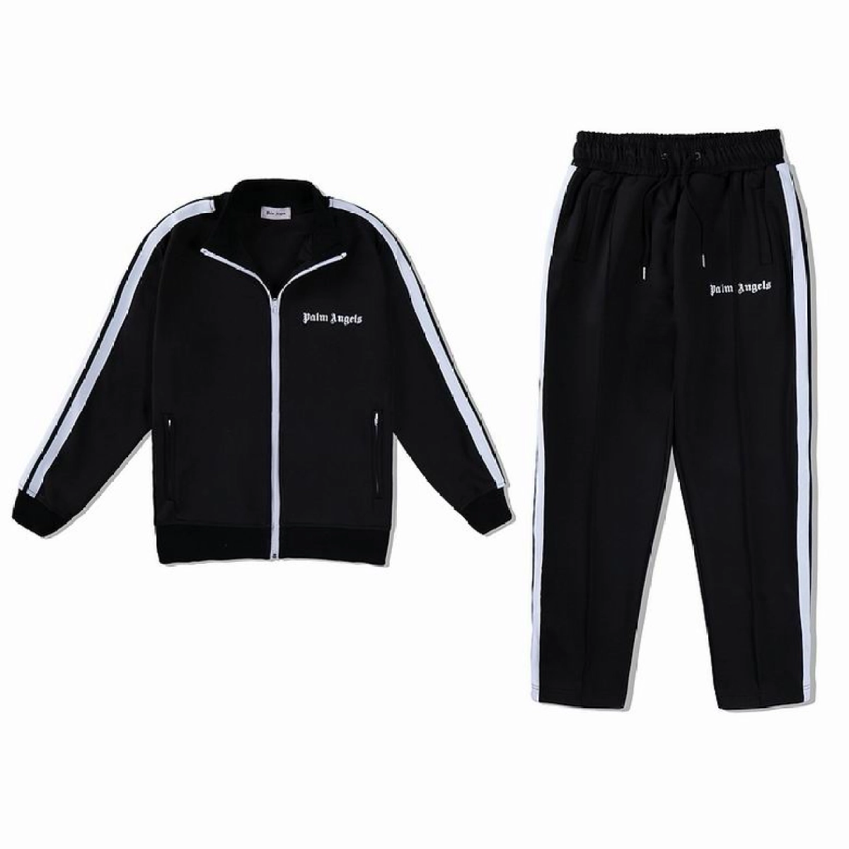 EM Sneakers QC |  Palm Angels Classic Track Jacket & Sweatpant Set Black/White