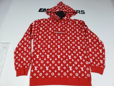 EM Sneakers QC | Supreme x Louis Vuitton Box Logo Hoodie Red