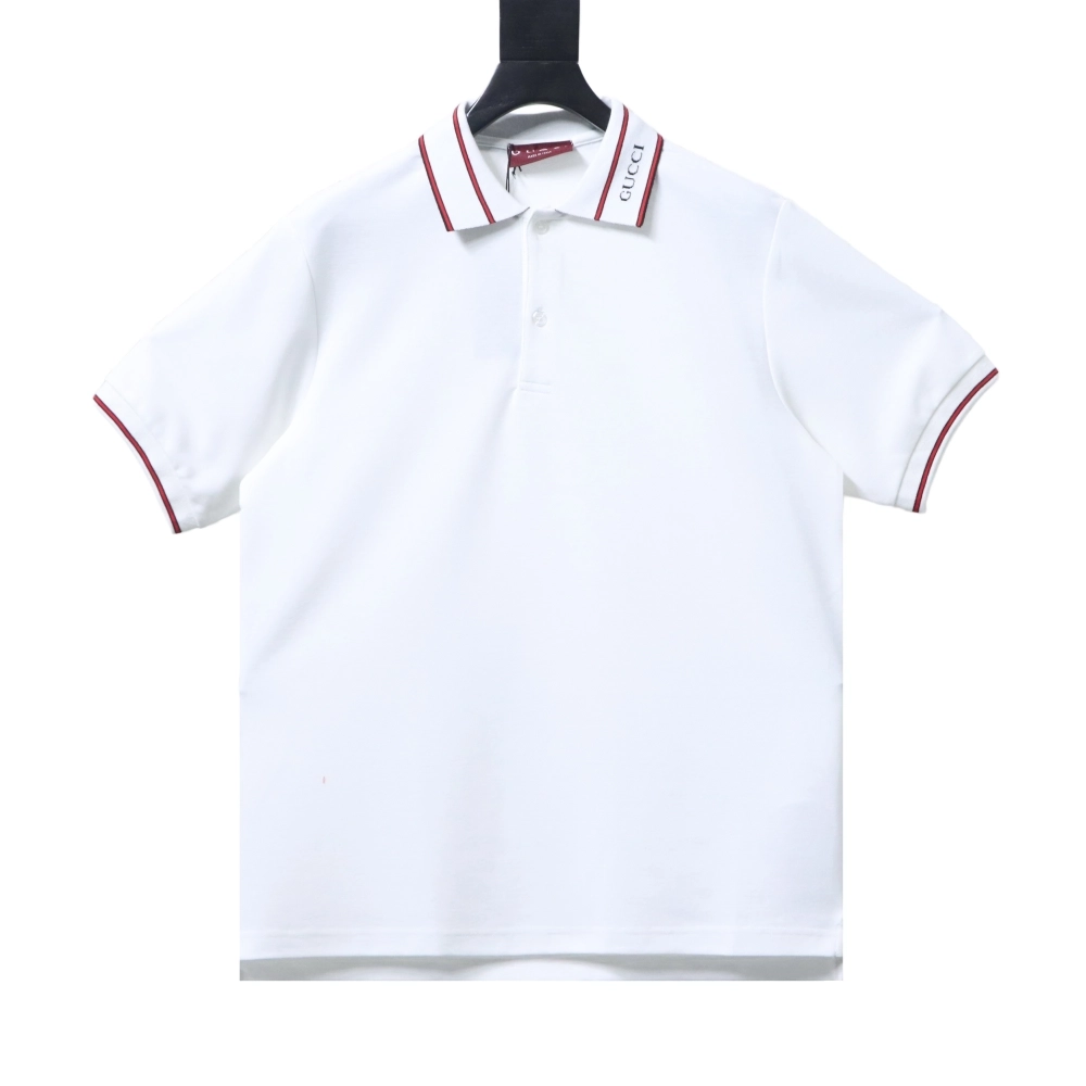 EM Sneakers QC | GUCCI 25SS Ribbed Jacquard Short-Sleeve Polo Shirt White