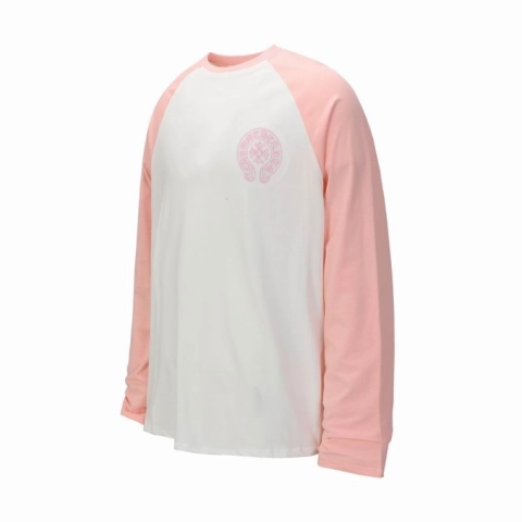 EM Sneakers QC | Chrome Hearts 25FW Embroidered Horseshoe Patchwork Long Sleeves Pink and White