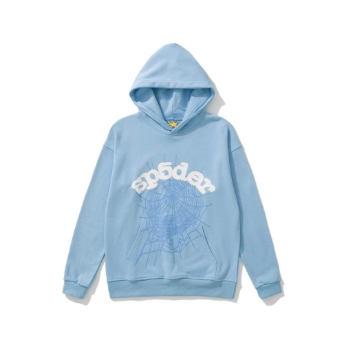 EM Sneakers QC | Sp5der Print Gothic Hoodie Sky Blue