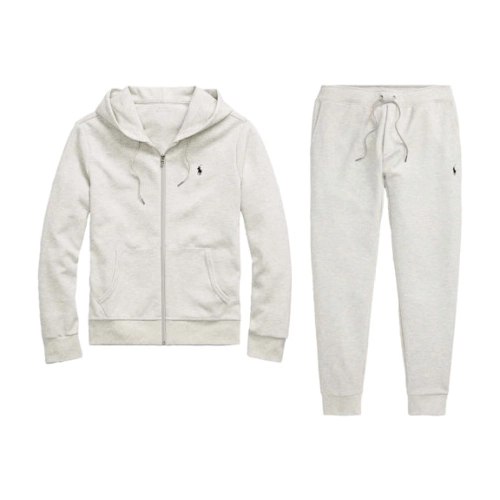 EM Sneakers QC | Polo Ralph Lauren Double-Knit Full-Zip Hoodie and Double-Knit Jogger Pant Set Light Sport Heather 624763 / 624945