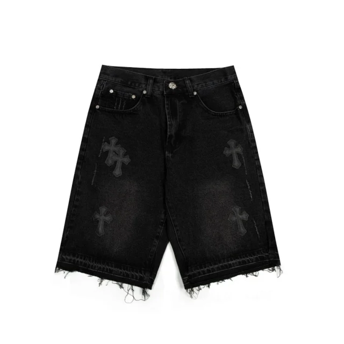 EM Sneakers QC | Chrome Hearts Black Cross Print Short Jean Black