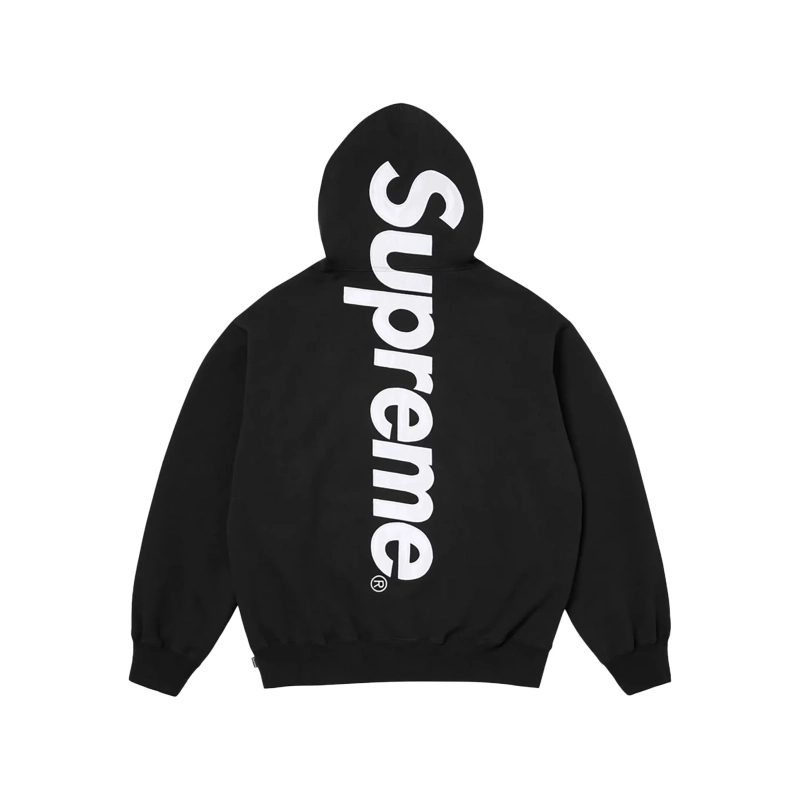 EM Sneakers QC | Supreme Satin Applique Hooded Hoodie (FW24) Black
