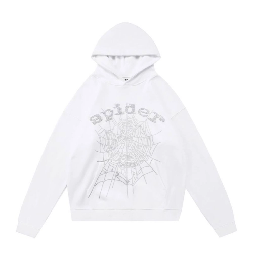 EM Sneakers QC | EM Sneakers Sp5der OG Rhinestone Logo Hoodie White