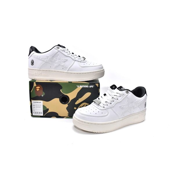 Fake A Bathing Ape Bape Sta Low White Black 1H70-191-022