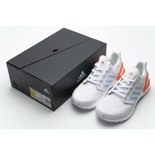 Fake Adidas Ultra Boost 20 White Sharp Blue True Orange EG0768