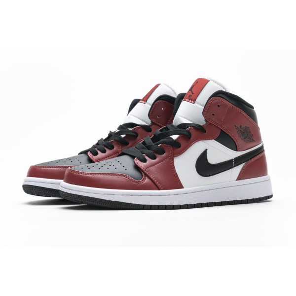 Fake Air Jordan 1 Mid Chicago Black Toe  554724-069