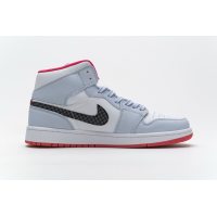 Fake Air Jordan 1 Mid Half Blue Polka Dot Swoosh (GS)  555112-400