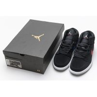 Fake Air Jordan 1 Mid Multi-Color Swoosh Black (GS)  554725-065