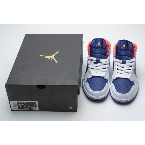 Fake Air Jordan 1 Mid Royal Blue Laser Orange  554724-131