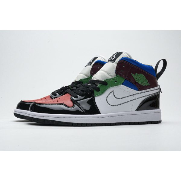 Fake Air Jordan 1 Mid SE Black White Multi-Color (W)  DB5454-001