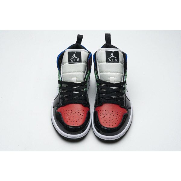 Fake Air Jordan 1 Mid SE Black White Multi-Color (W)  DB5454-001