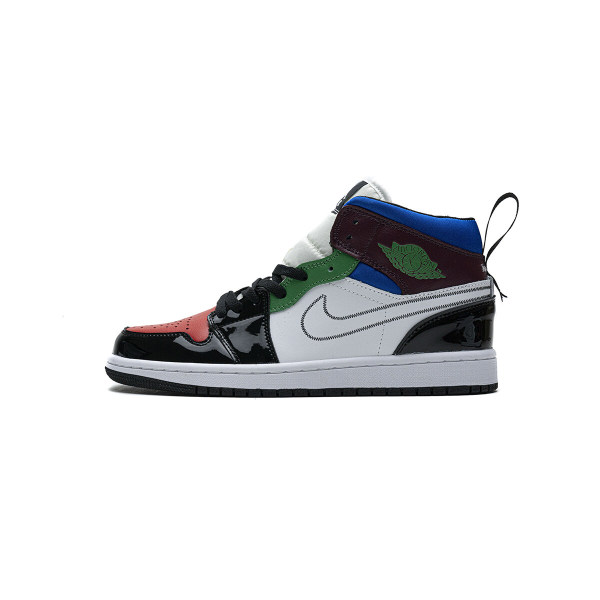 Fake Air Jordan 1 Mid SE Black White Multi-Color (W)  DB5454-001