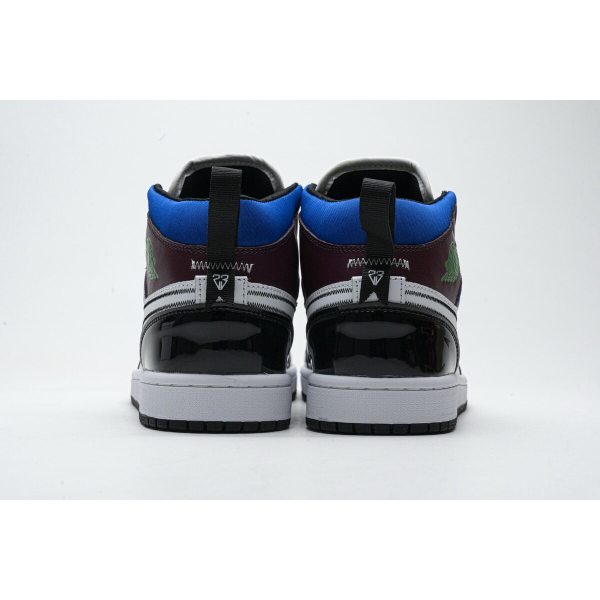 Fake Air Jordan 1 Mid SE Black White Multi-Color (W)  DB5454-001