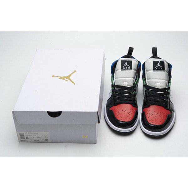 Fake Air Jordan 1 Mid SE Black White Multi-Color (W)  DB5454-001