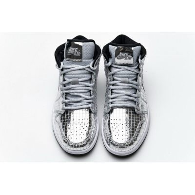 Fake Air Jordan 1 Mid SE Disco Metallic Silver (W)  CU9304-001