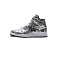 Fake Air Jordan 1 Mid SE Disco Metallic Silver (W)  CU9304-001