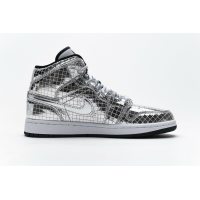 Fake Air Jordan 1 Mid SE Disco Metallic Silver (W)  CU9304-001