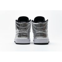 Fake Air Jordan 1 Mid SE Disco Metallic Silver (W)  CU9304-001