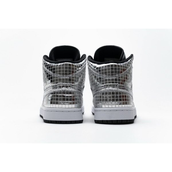 Fake Air Jordan 1 Mid SE Disco Metallic Silver (W)  CU9304-001