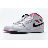 Fake Air Jordan 1 Mid White Black Hyper Pink  555112-106