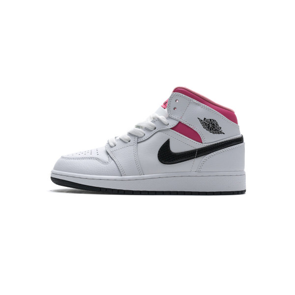 Fake Air Jordan 1 Mid White Black Hyper Pink  555112-106