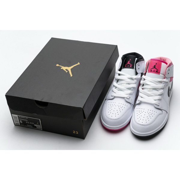 Fake Air Jordan 1 Mid White Black Hyper Pink  555112-106