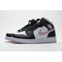 Fake Air Jordan 1 Mid White Black Light Arctic Pink (GS)  555112-103