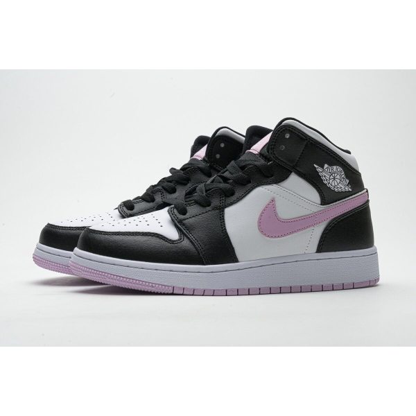 Fake Air Jordan 1 Mid White Black Light Arctic Pink (GS)  555112-103