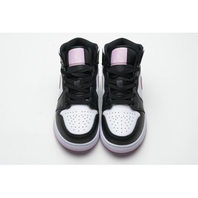 Fake Air Jordan 1 Mid White Black Light Arctic Pink (GS)  555112-103