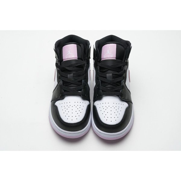 Fake Air Jordan 1 Mid White Black Light Arctic Pink (GS)  555112-103