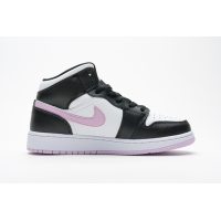 Fake Air Jordan 1 Mid White Black Light Arctic Pink (GS)  555112-103