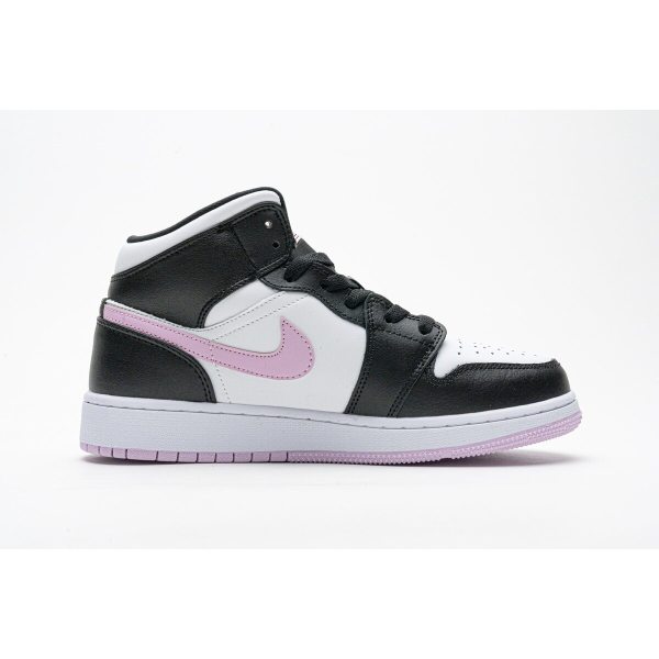 Fake Air Jordan 1 Mid White Black Light Arctic Pink (GS)  555112-103