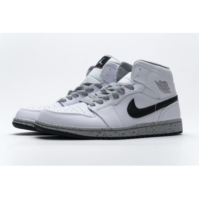 Fake Air Jordan 1 Mid White Cement (GS)  554725-115