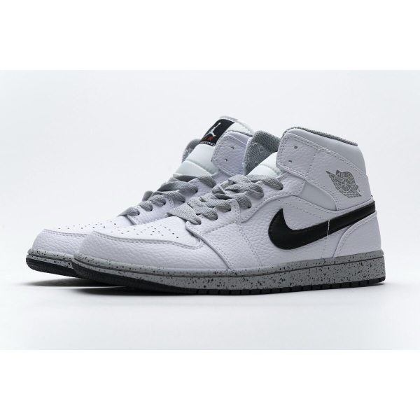 Fake Air Jordan 1 Mid White Cement (GS)  554725-115